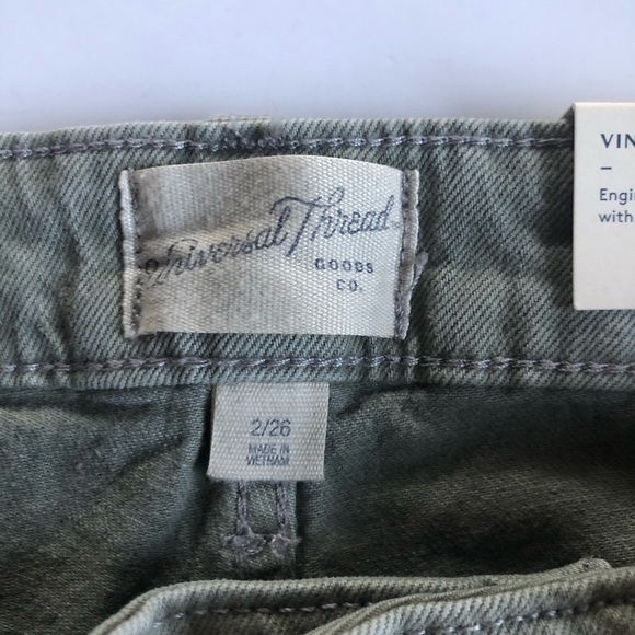 Universal Thread High Rise Vintage Midi Distress Stretch Raw Hem Shorts Sz 2/26 - Picture 5 of 12